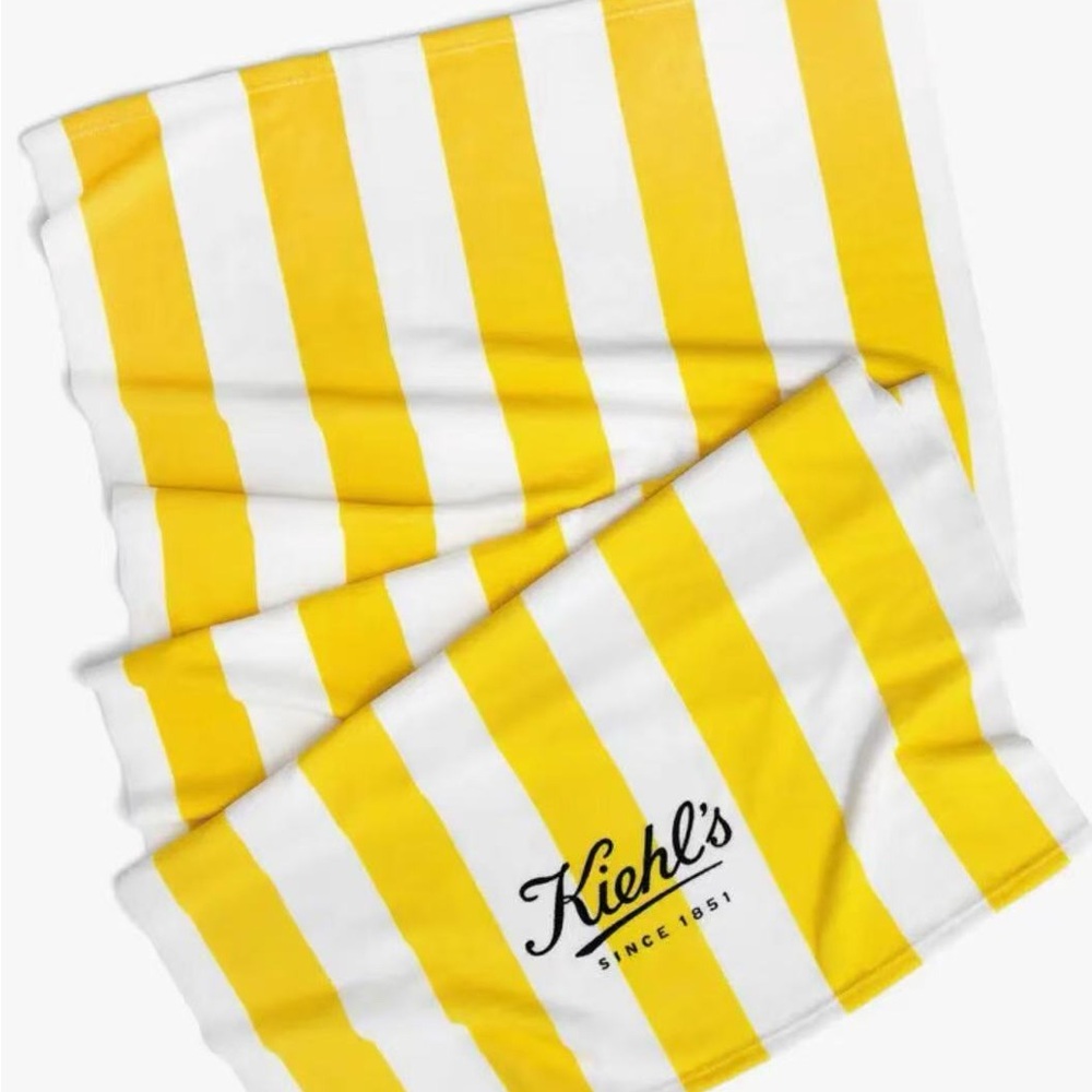 Kiehl's Bold Yellow and White Large Towel